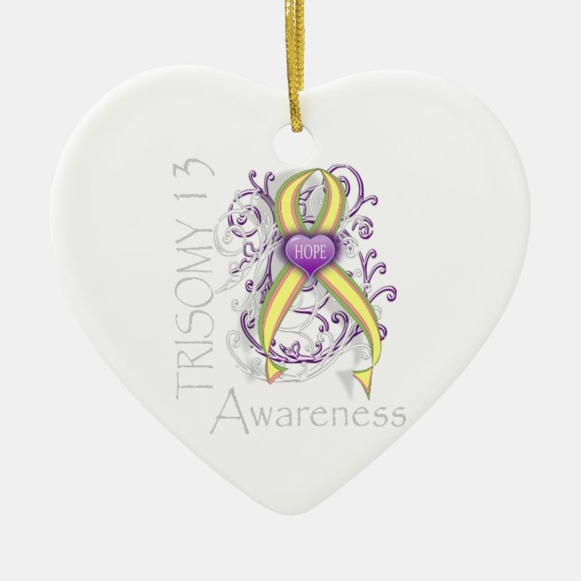 Trisomy 13 Awareness Ceramic Tree Decoration (Front)