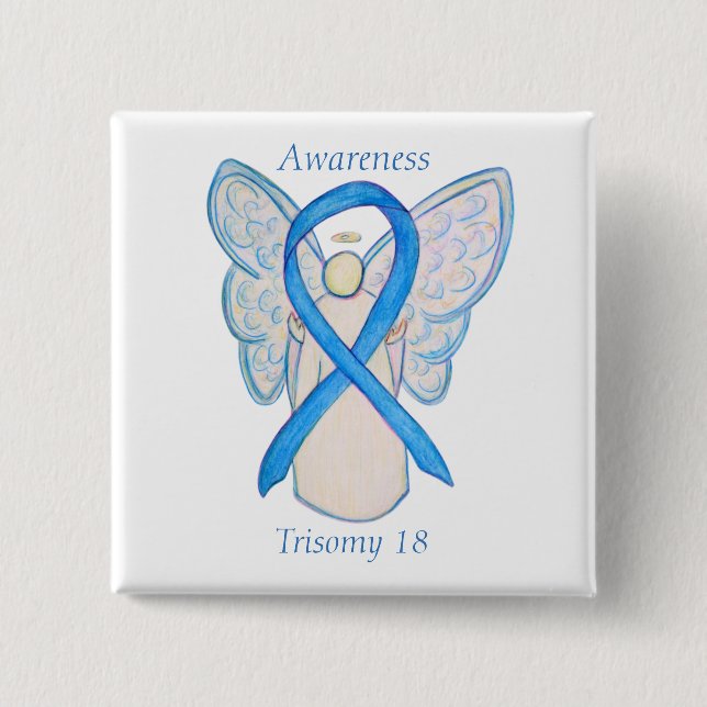 Trisomy 18 Awareness Angel Ribbon Art Pin (Front)
