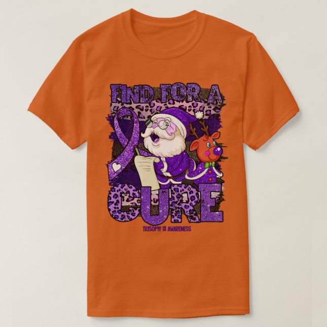 Trisomy 18 Awareness leopard christmas cure santa  T-Shirt (Design Front)