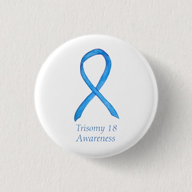 Trisomy 18 Awareness Ribbon Custom Art Pin (Front)