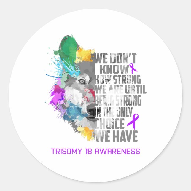 Trisomy 18 Awareness Ribbon Support Gifts Classic Round Sticker (Front)