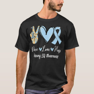 Trisomy 5Q Awareness Peace Love Hope Light Blue Ri T-Shirt