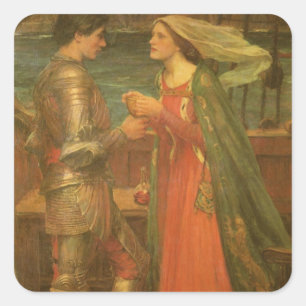 Tristan and Isolde by John William Waterhouse Square Sticker