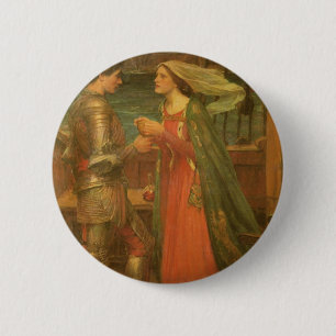 Tristan and Isolde by Waterhouse, Vintage Fine Art 6 Cm Round Badge