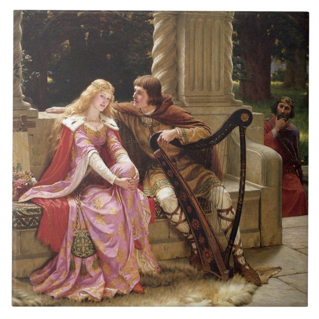 Tristan and Isolde (Mediaeval Romance) Vintage Art Tile (Front)
