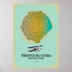 Tristan da Cunha British Overseas Territory map Poster