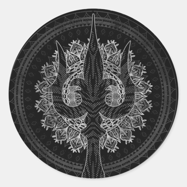 Trisula  -Trident of Shiva Classic Round Sticker (Front)