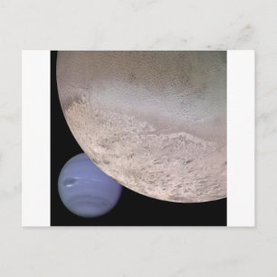 Triton with Neptune in the background NASA Postcard