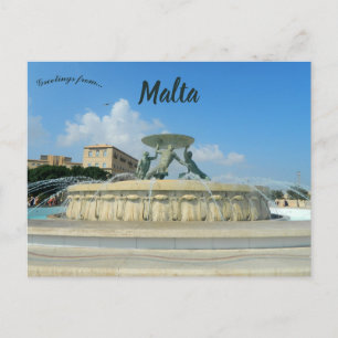 Tritons Fountain in Valletta Malta Postcard