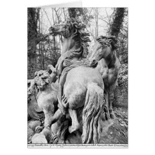 Tritons grooming two horses of the sun