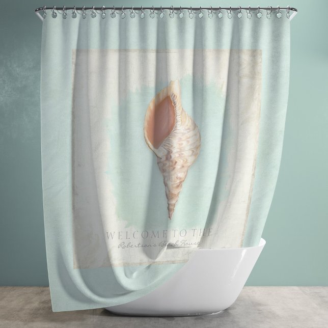 Tritons Trumpet Shell Beach Bathroom Personalised Shower Curtain (Creator Uploaded)