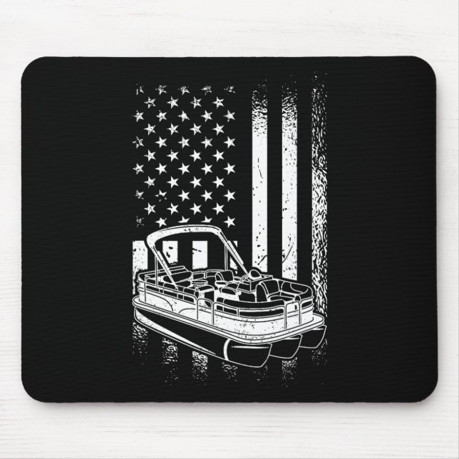 Tritoon Boat Boating - American Tritoon Captain  Mouse Pad (Front)