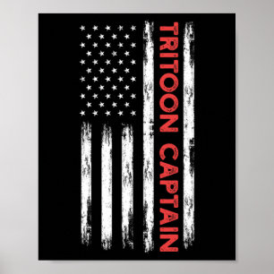 Tritoon Captain Patriotic Boat Captain And Boating Poster
