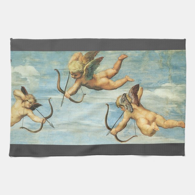 Triumph of Galatea Angels detail by Raphael Sanzio Tea Towel (Horizontal)