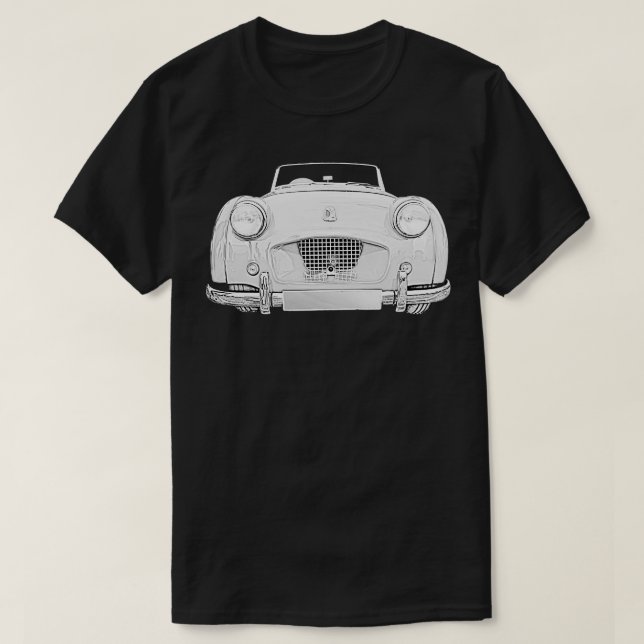 Triumph TR2 1950s British classic monochrome T-Shirt (Design Front)