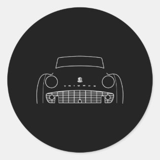 Triumph Tr3 British Car White Outline Classic Round Sticker