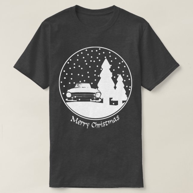 Triumph TR6 1970s British classic Christmas snow g T-Shirt (Design Front)