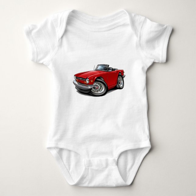 Triumph TR6 Red Car Baby Bodysuit (Front)