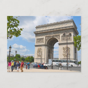 Triumphal Arch on Champs Elysees boulevard in Pari Postcard