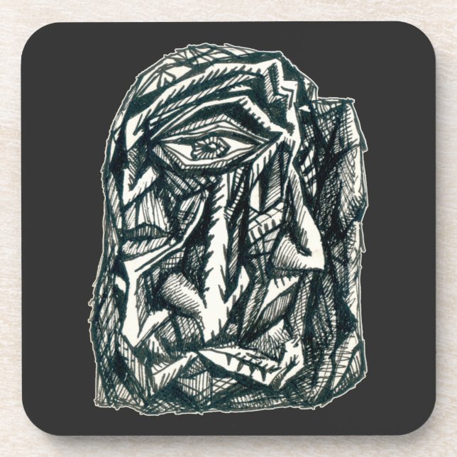 Triumvirate, ink drawing  coaster (Front)