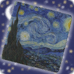 TRIVET - "Starry Night" - Vincent van Gogh<br><div class="desc">An image of "Starry Night" (1889) by Vincent van Gogh is featured on this square marble stone Trivet. ►The image cannot be removed or replaced. ►Customise/personalise by adding custom text in your choice of font (style, colour, size), or an additional image or a logo. Makes a colourful and interesting gift....</div>