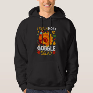 Trivia Host Gobble Squad Turkey Mask Thanksgiving  Hoodie