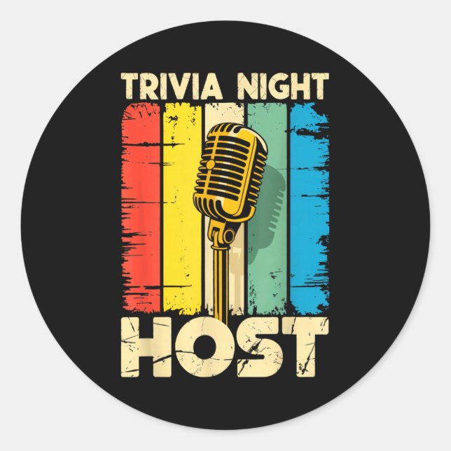 Trivia Night Host Quiz Game Entertainer Moderator  Classic Round Sticker (Front)