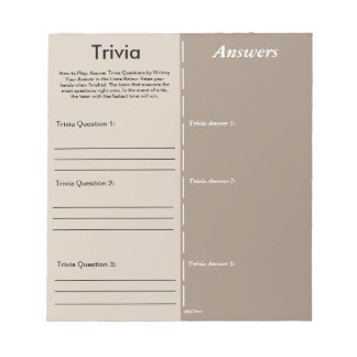 Trivia Party Game - Custom Question and Answer Notepad