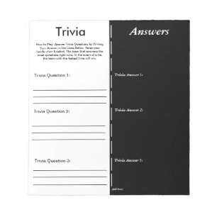 Trivia Party Game - Custom Question and Answer Notepad