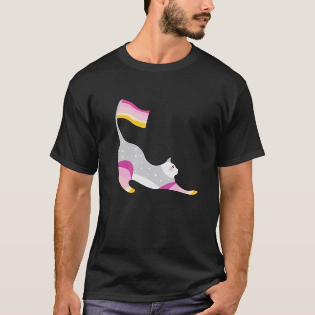 Trixic Pride Cute Sparkly Pastel Rainbow Cat T-Shirt (Front)