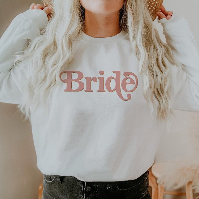 TRIXIE 70's Retro Hippie Inspired Blush Pink Bride Sweatshirt (Creator Uploaded)
