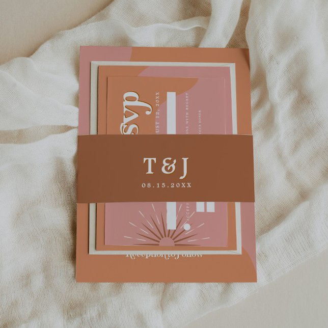 TRIXIE Burnt Orange Retro Font Wedding Invitation Invitation Belly Band (Creator Uploaded)