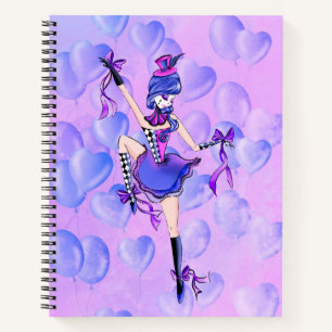 Trixie Cute Ballerina Blue Balloons Notebook