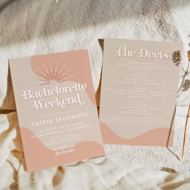 TRIXIE Retro 70's Disco Groovy Blush Bachelorette Invitation (Creator Uploaded)