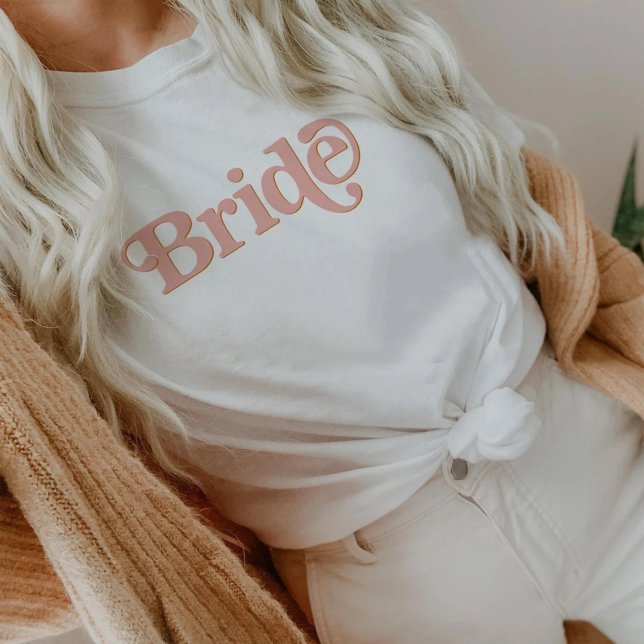 TRIXIE Retro 70's Themed Blush and Orange Bride T-Shirt (Creator Uploaded)