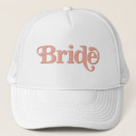 TRIXIE Retro 70's Themed Blush and Orange Bride Trucker Hat<br><div class="desc">This bride bachelorette trucker hat features a retro 70's themed font in blush and orange colouring. Order the white bride option for the bride-to-be and the coordinating orange 'babe' hats for your bachelorette group. Colours are editable! Click 'edit design' to create your own colours.</div>