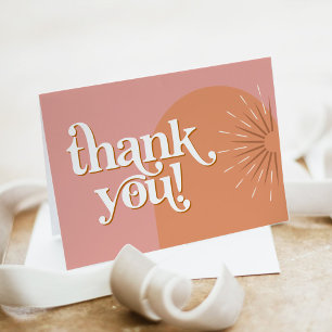 TRIXIE Retro Groovy Pink & Orange Sunburst Thank You Card