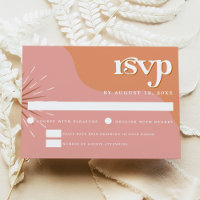 TRIXIE Retro Pink Orange 70's Themed Wedding RSVP 