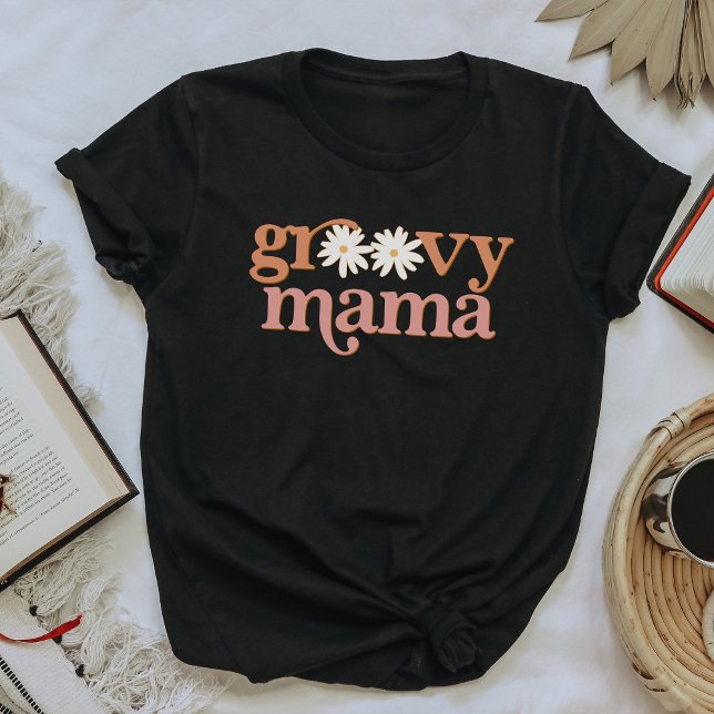 TRIXIE Retro Pink Orange Daisy Groovy Mama T-Shirt (Creator Uploaded)