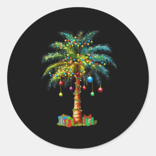 Trocal Christmas Hawaiian Santa Xmas Lights Palm T Classic Round Sticker