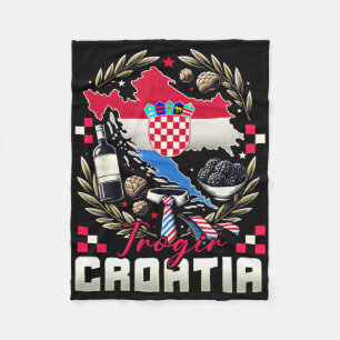 Trogir Croatia Souvenir Croatian Flag Map Fleece Blanket