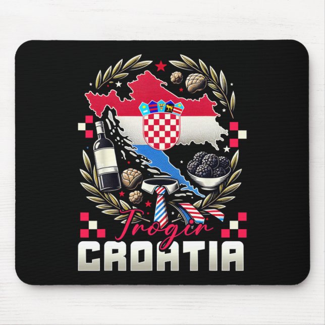 Trogir Croatia Souvenir Croatian Flag Map  Mouse Pad (Front)
