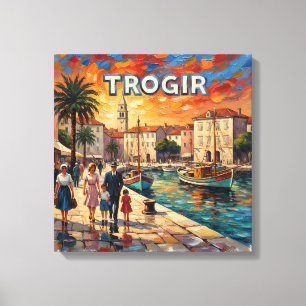 Trogir Waterfront Sunset Promenade Canvas Print