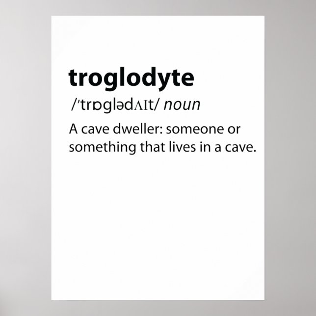 Troglodyte - Funny Cave Dweller Caver Speleology Poster (Front)