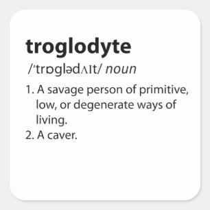 Troglodyte - Funny Definition Caving Speleology Square Sticker