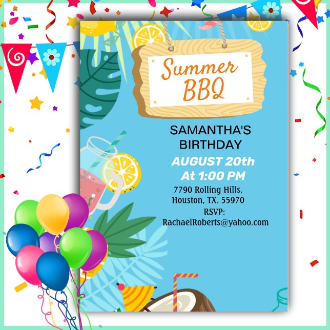 Troical Barbecue Birthday   Invitation (Creator Uploaded)