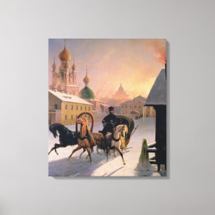 Troika on the Street in St. Petersburg, 1850s Canvas Print