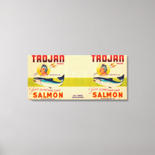 Trojan Brand Salmon Label- White Canvas Print