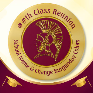 Trojan Class Reunion Gifts Favours, Your Colours 7.5 Cm Round Badge