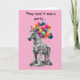 Trojan Horse Birthday Funny Humour Gift Card